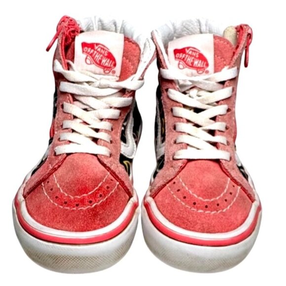 Vans Kids Sk8-Hi Zip High-Top Sneakers Pink Suede & Heart Print Size 11.5 - Picture 1 of 7
